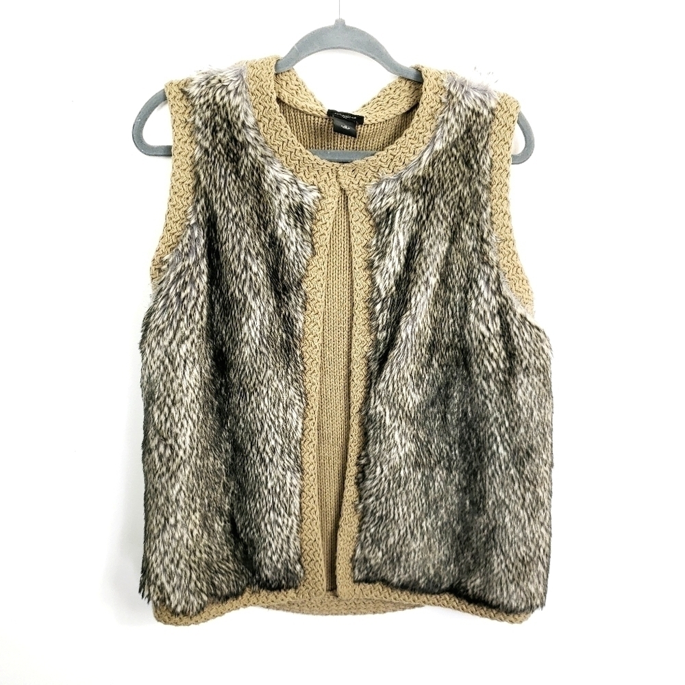 Ann Taylor Factory open front faux fur knit vest M - Picture 2 of 9